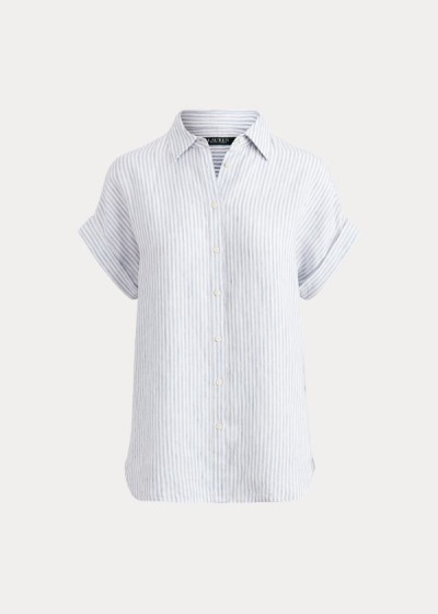 Camisa Ralph Lauren Mujer Azules / Blancos - Striped Linen - KQCLD2807